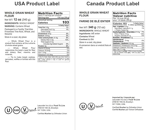 Miniatura 6 de Harina de trigo integral, 5 libras  todo propósito, tierra de piedra, molida a partir de granos integrales, sin blanquear, vegano, kosher, granel,