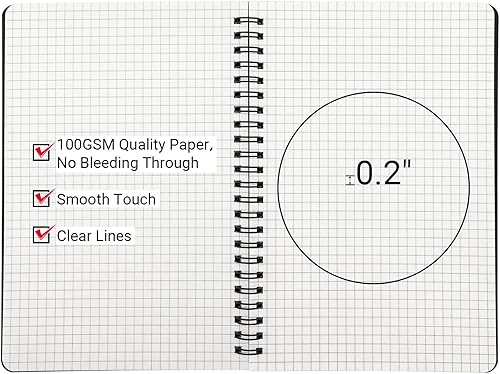 Miniatura 3 de EUSOAR Cuaderno de papel gráfico en espiral, A5, paquete de 3 unidades, 5.5 x 8.3 pulgadas, 120 páginas, cuaderno de boceto de diario encuadernado