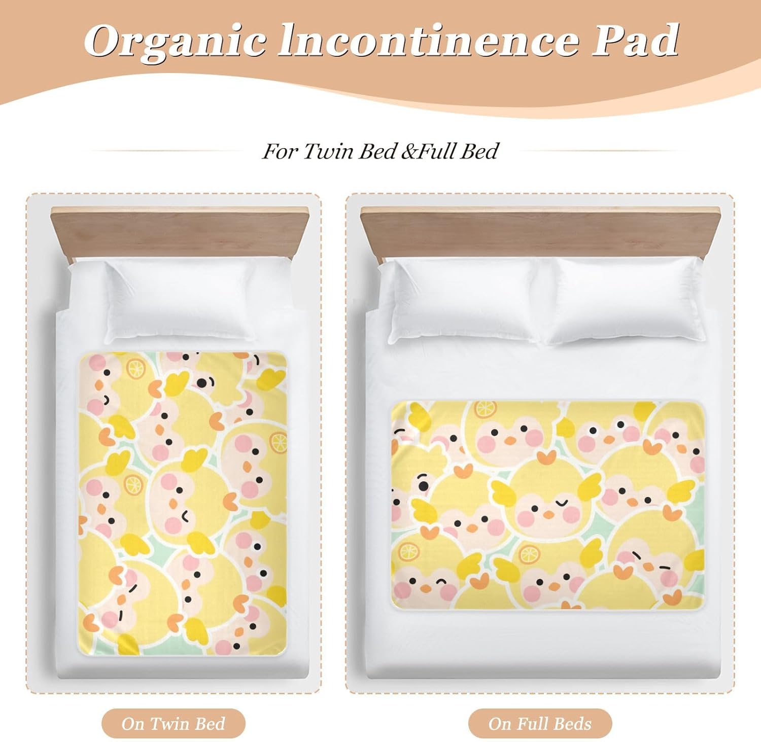 Cartoon Cute Chicken Yellow Extra Large Resuable Baby Bed Pad Soft Absorbent Pets Potty Training Mat Non-Slip Pad Liner for Kids Adults Pets , 52" L x 34" W
