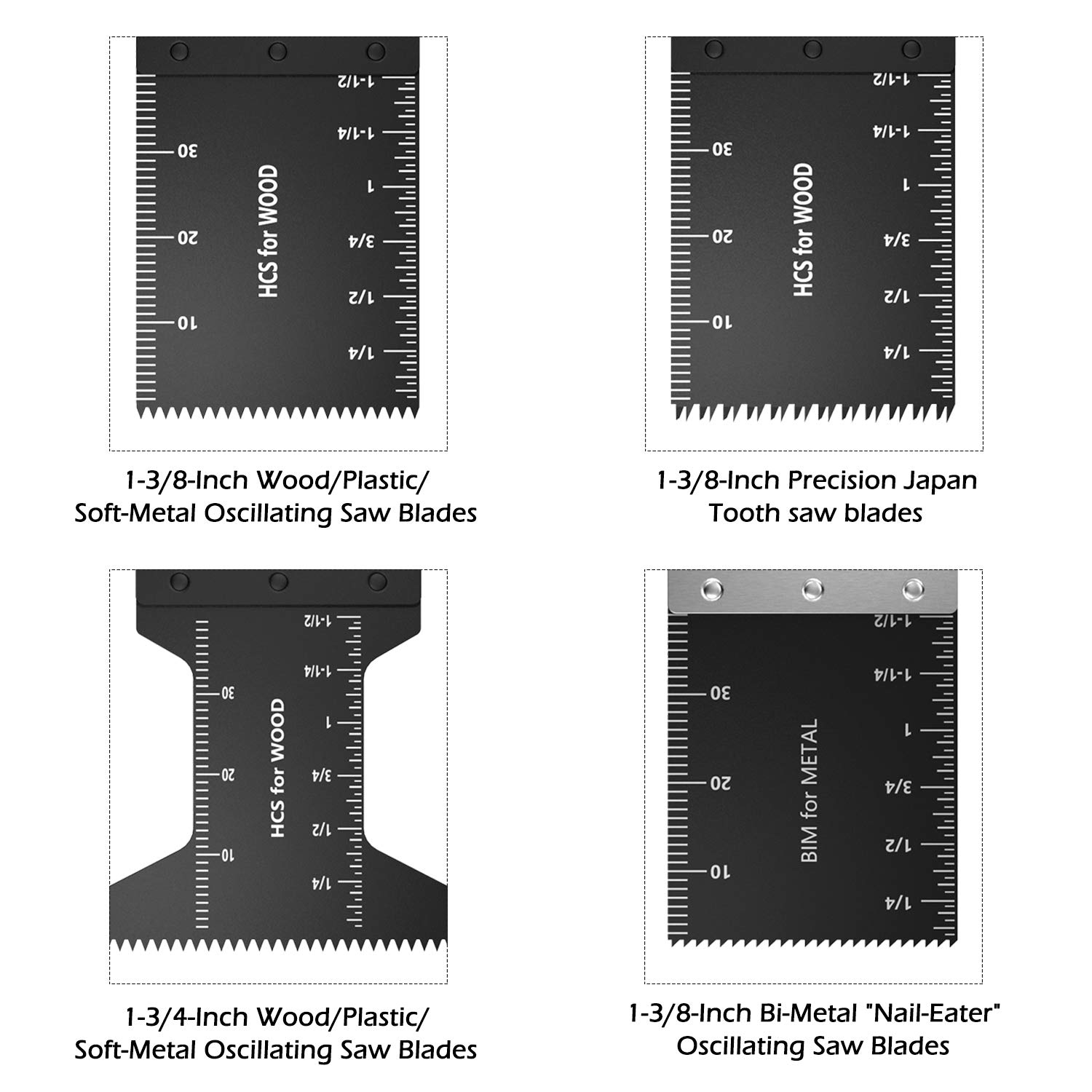 Kit Di 4 Lame Per Multitool Oscillante – Per Tagliare Piastrelle, Cemento E Malta. Compatibili Con Bosch, Fein, Makita (non Star-lock). Robuste E Facili Da Montare