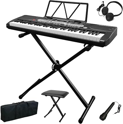 Amazon トモイ Tomoi 電子キーボード 61鍵盤 200種類音色 200種類リズム 子供 初心者 練習用 譜面台 マイク イス スタンド イヤホン ソフトケース ピアノカバー 日本語取扱説明書付き ブラック イススタンド付属 ピアノ キーボード 楽器 音響機器