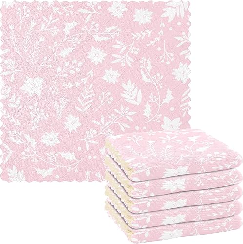 KLL Christmas Winter Floral Microfiber Kitchen Dish Towels Reusable Tea Towels for Kitchen Decorative Kitchen Hand Towels Hanging Absorbent Dish
