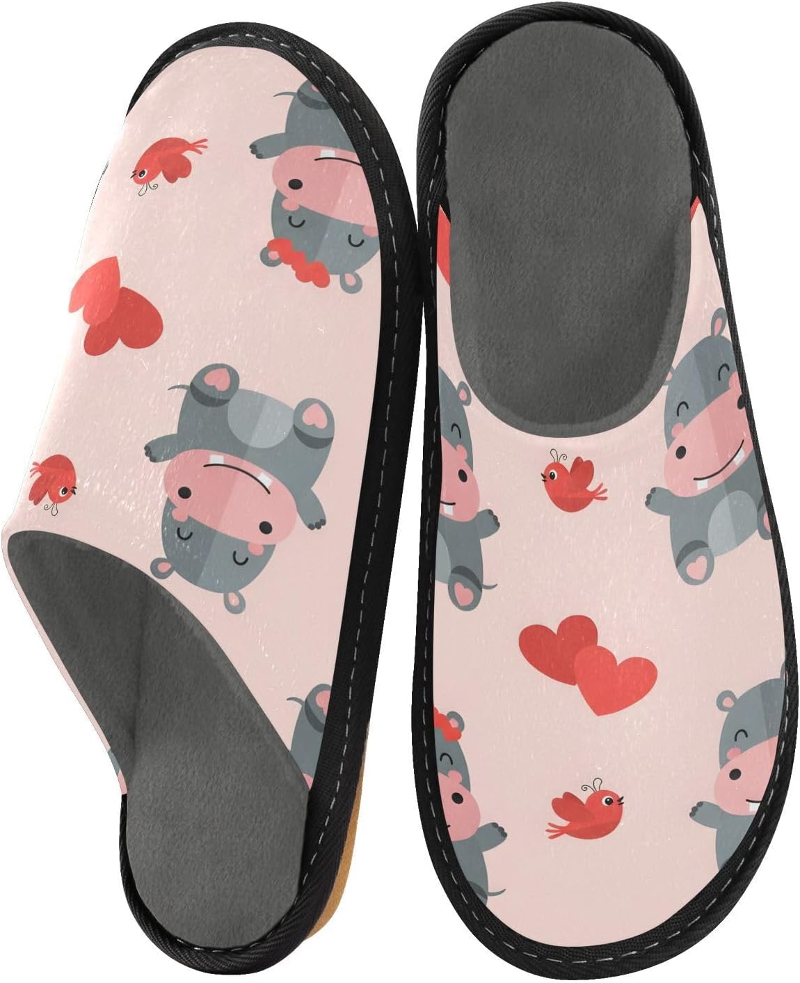 Cute Hippo Women's Slippers - Soft Fuzzy Comfort