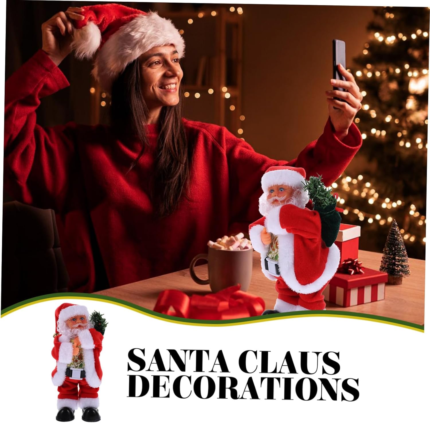 PRETYZOOM Dancing Santa Claus Music and Shaking Features Festive Christmas Decor for Home Shop and Holiday Parties Interactive Xmas Ornament