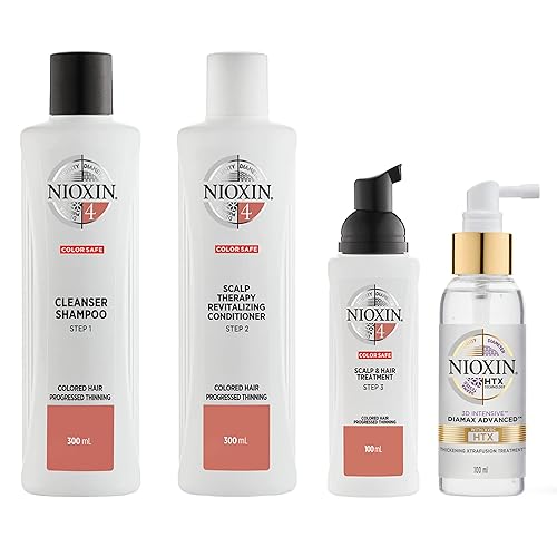 Nioxin System Kit 4, limpia, acondiciona y trata el cuero cabelludo para un cabello más grueso y fuerte, suministro de 3 meses + tratamiento de