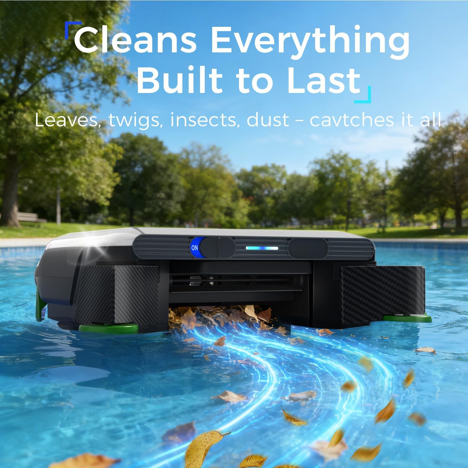Solar Powered Pool Skimmer Robotic, Automatic Pool Surface Cleaner with APP Support, 24/7 Continuous Cleaning, Dual Charging Modes, Twin Salt Chlorine Tolerant Motors, Ideal for All Swimming Pool