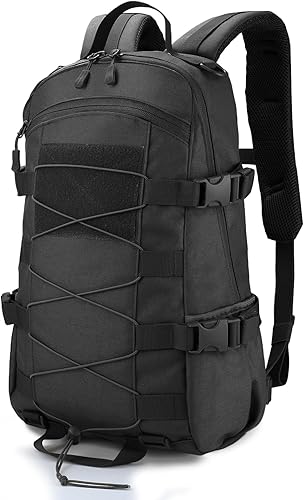 Mochila táctica pequeña de 25 L para senderismo, camping, senderismo, caza, paquete Molle para hombres y mujeres, Negro -, Mochilas de viaje