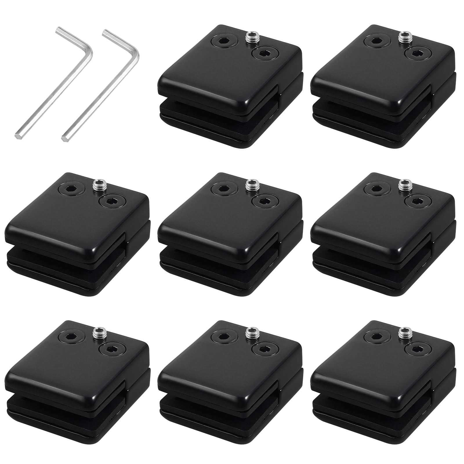 Neoteck 8 pcs Abrazadera de Vidrio 8-10mm Acero Inoxidable 304 Soporte de Abrazadera de Clip de Vidrio Plano Posterior Acabado Pulido para Barandilla Barandilla Escalera-Negro