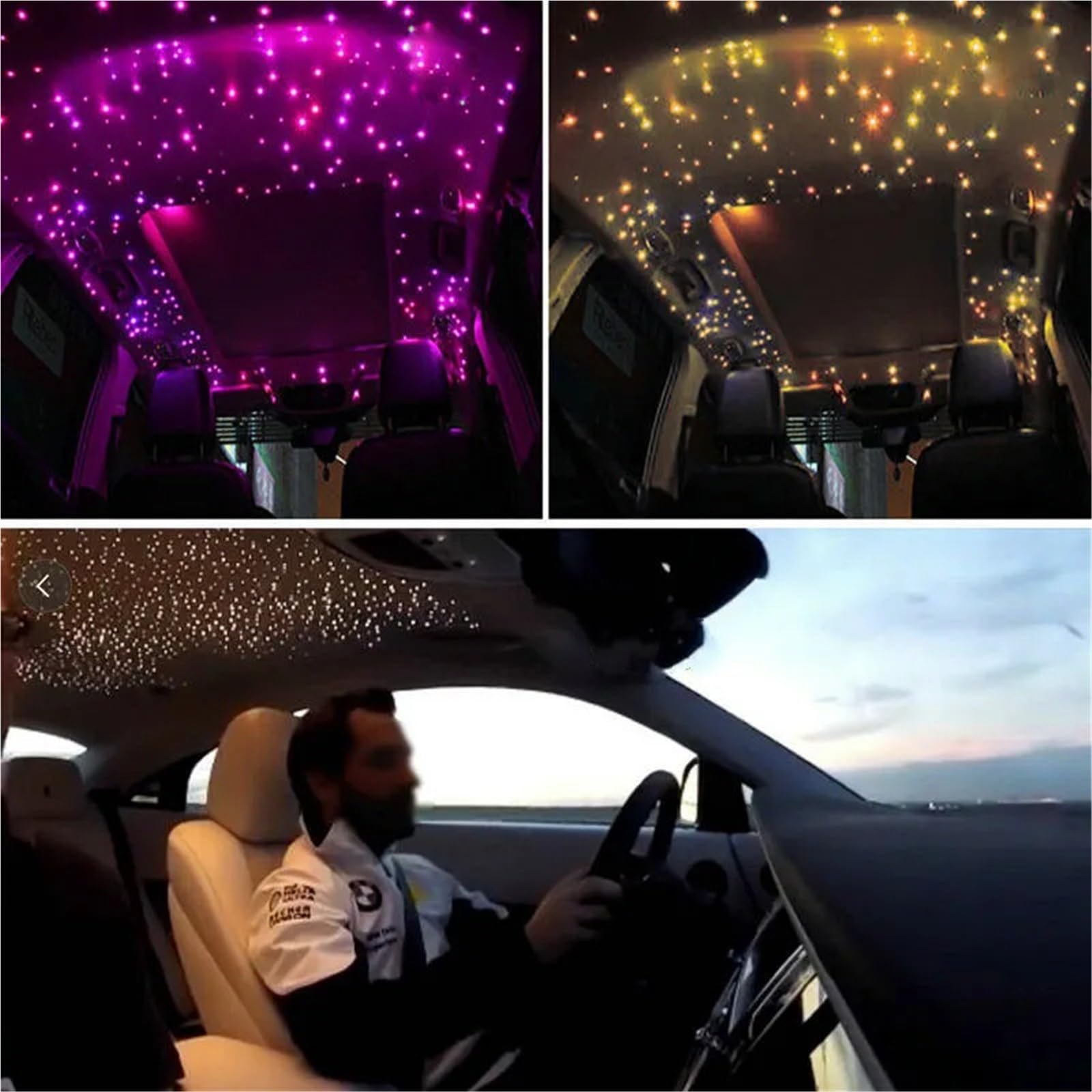 Kit de luz de techo de estrella Luz de techo LED RGBW de fibra óptica con motor de estrella, 32 W, doble cabezal, Bluetooth, aplicación y control remoto con sonido de 28 teclas.