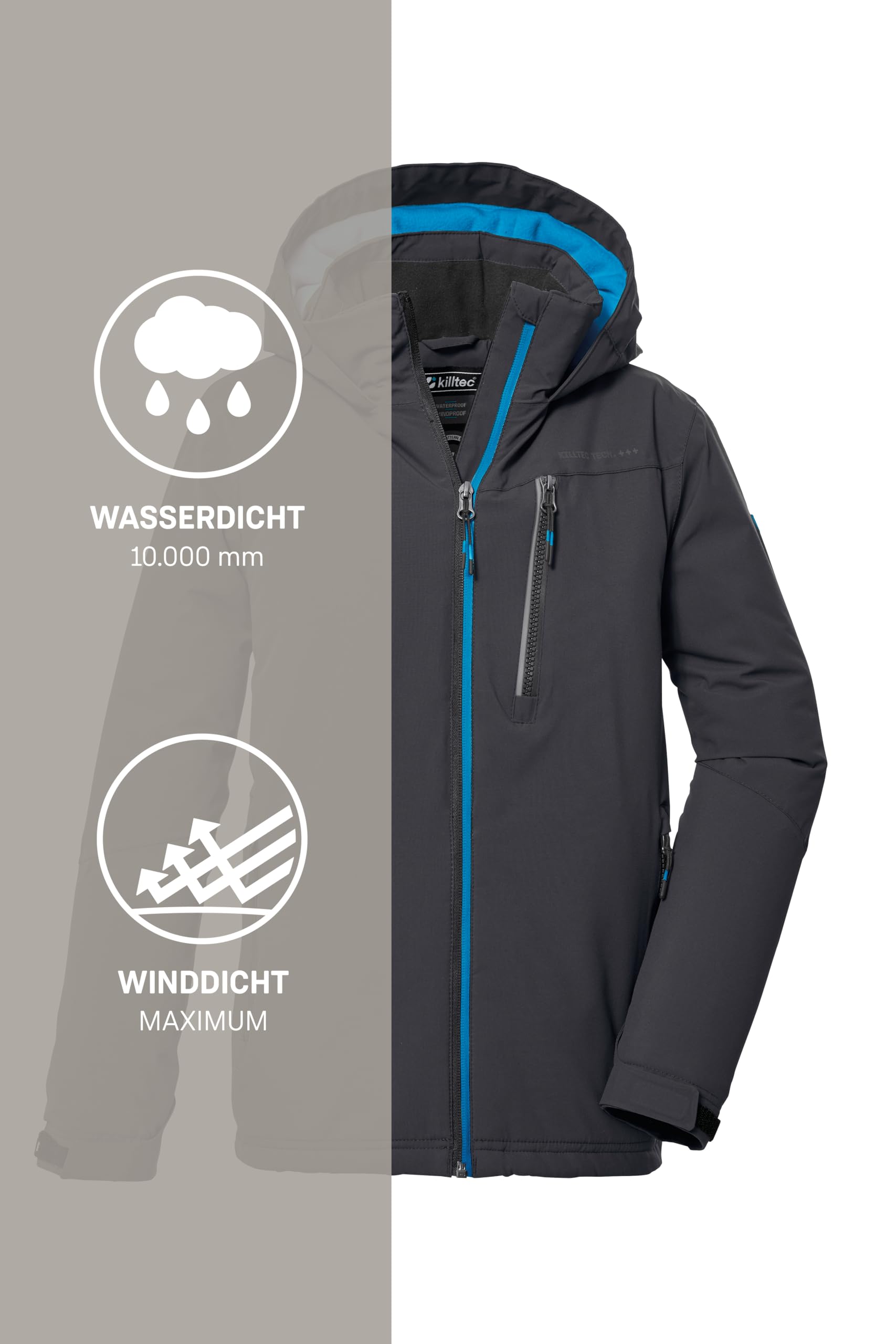 Killtec Jungen Kow 159 Bys Jckt Funktionsjacke mit Kapuze/Winterjacke ist wasserdicht
