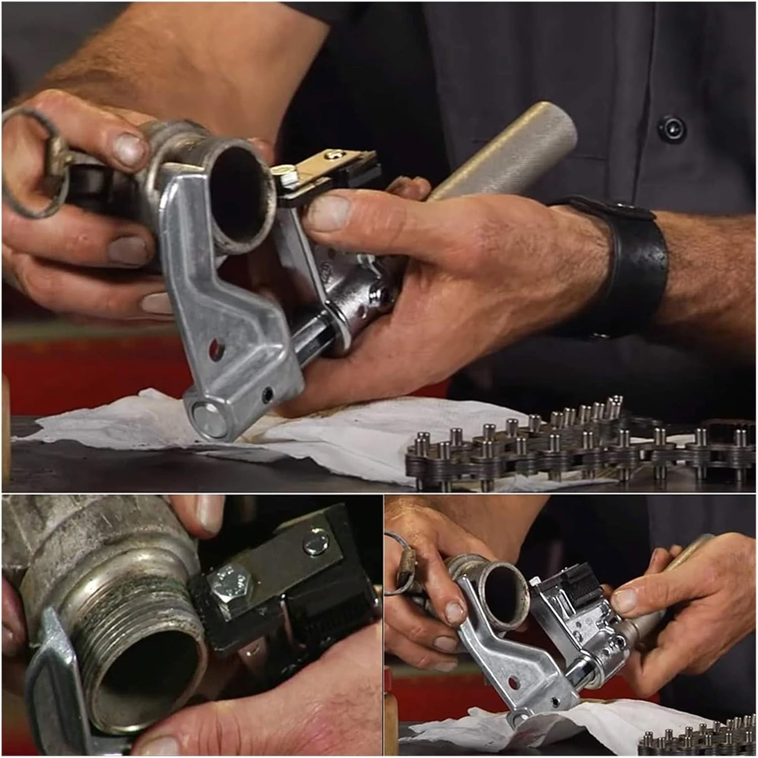 Universal Imperial Metric Outside Thread Chaser Repair Tool Compatible With 1” To 5-1/4” O.D. (25~135mm) With Standard 6pcs Die Set