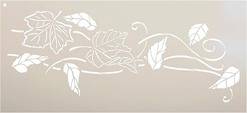 Miniatura 1 de StudioR12 - Plantilla de hojas sopladas  Decoración para el hogar con brisa otoñal para bricolaje, manualidades y pintura, medios mixtos de