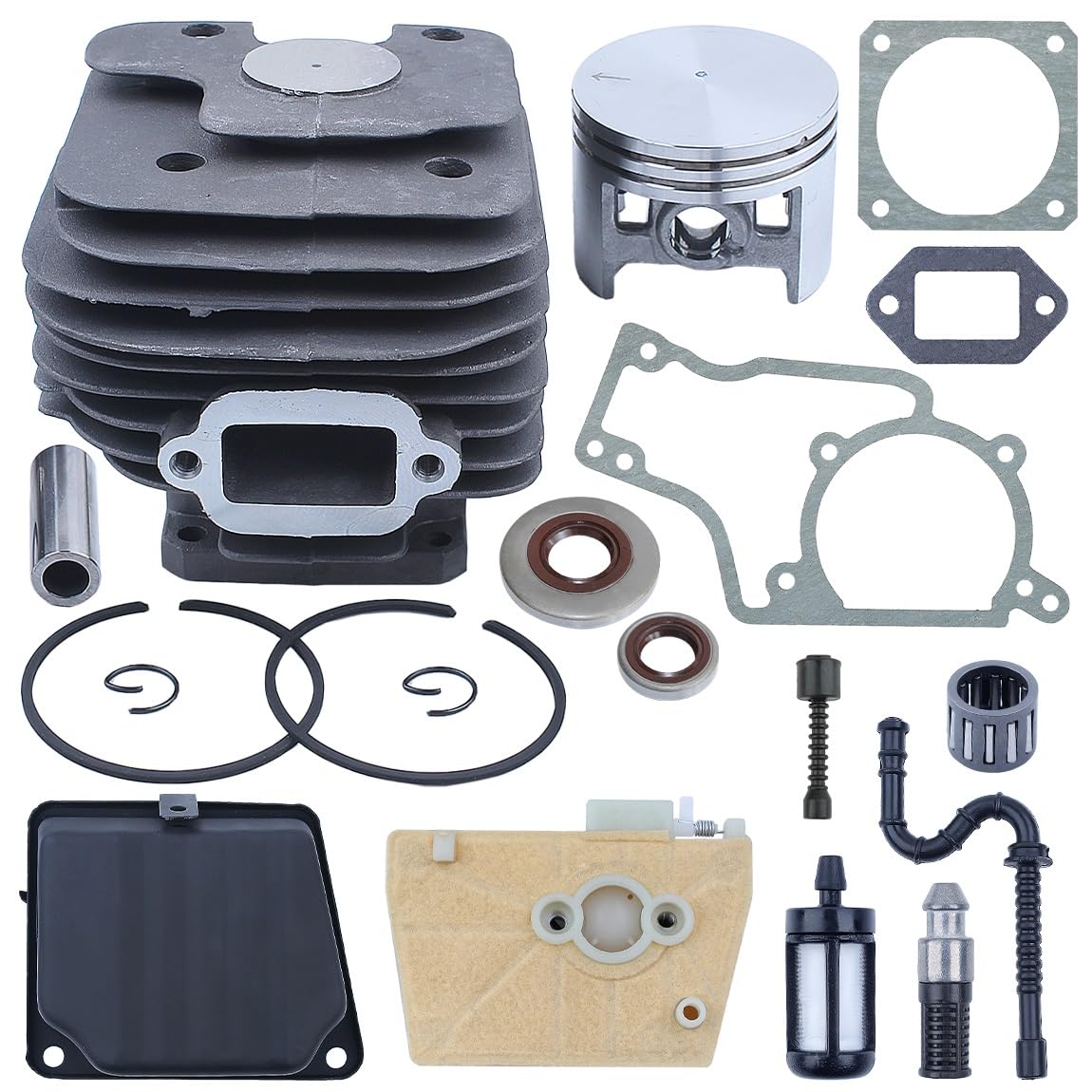 Piezas de Herramientas Kit de pistón de Cilindro de 52mm for Stihl 038 MS380 1119 020 1202 motosierras Gasolina con Filtro de Aire Gsaket silenciador exhaustet