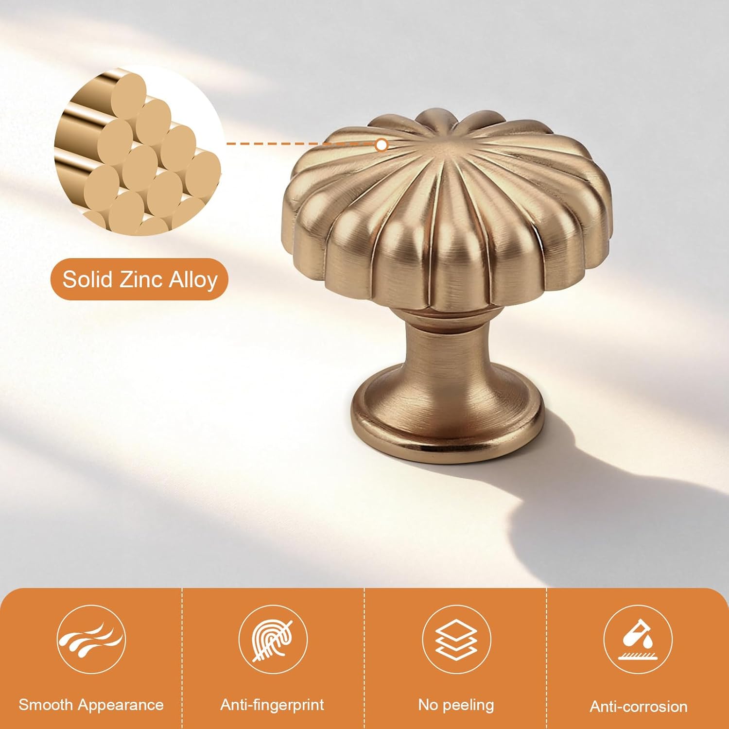 Probrico 20 Pack Champagne Bronze Cabinet Knobs,Vintage Drawer Knobs Zinc Alloy for Kitchen Cupboard Cabinets Dresser Drawer Doors