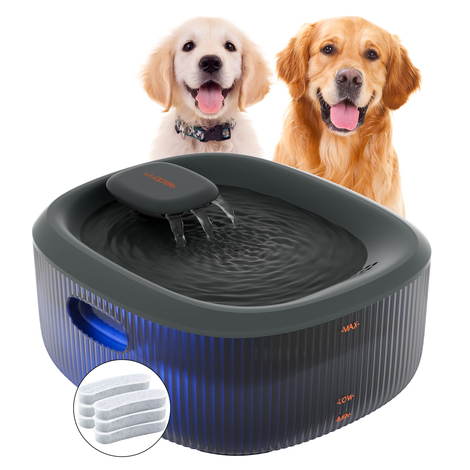 WOPET Dog Water Fountain for Large Dogs, 6L/205oz/1.6Gal Automatic Dog and Cat Water Fountain, Pet Water Dispenser with 6 Filters, Ultra-Quiet Pump, Great for Large Dogs Cats and Multi-Pet Home
