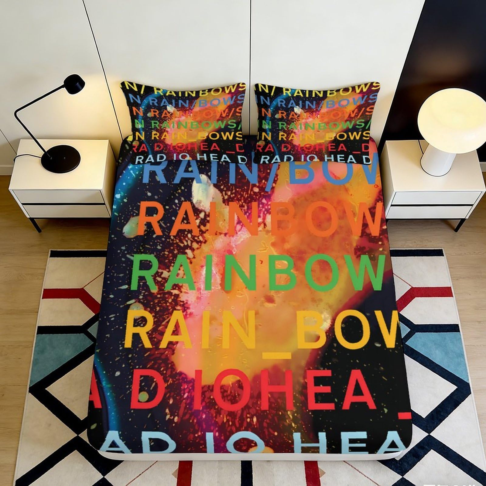 Pnayamiorkfel Style-10 3D Printed Rainbow Splash Fitted Sheet Microfiber Multicolor Art Bed Cover For Bedroom Guest Room Mattress Protection 90X200x25cm