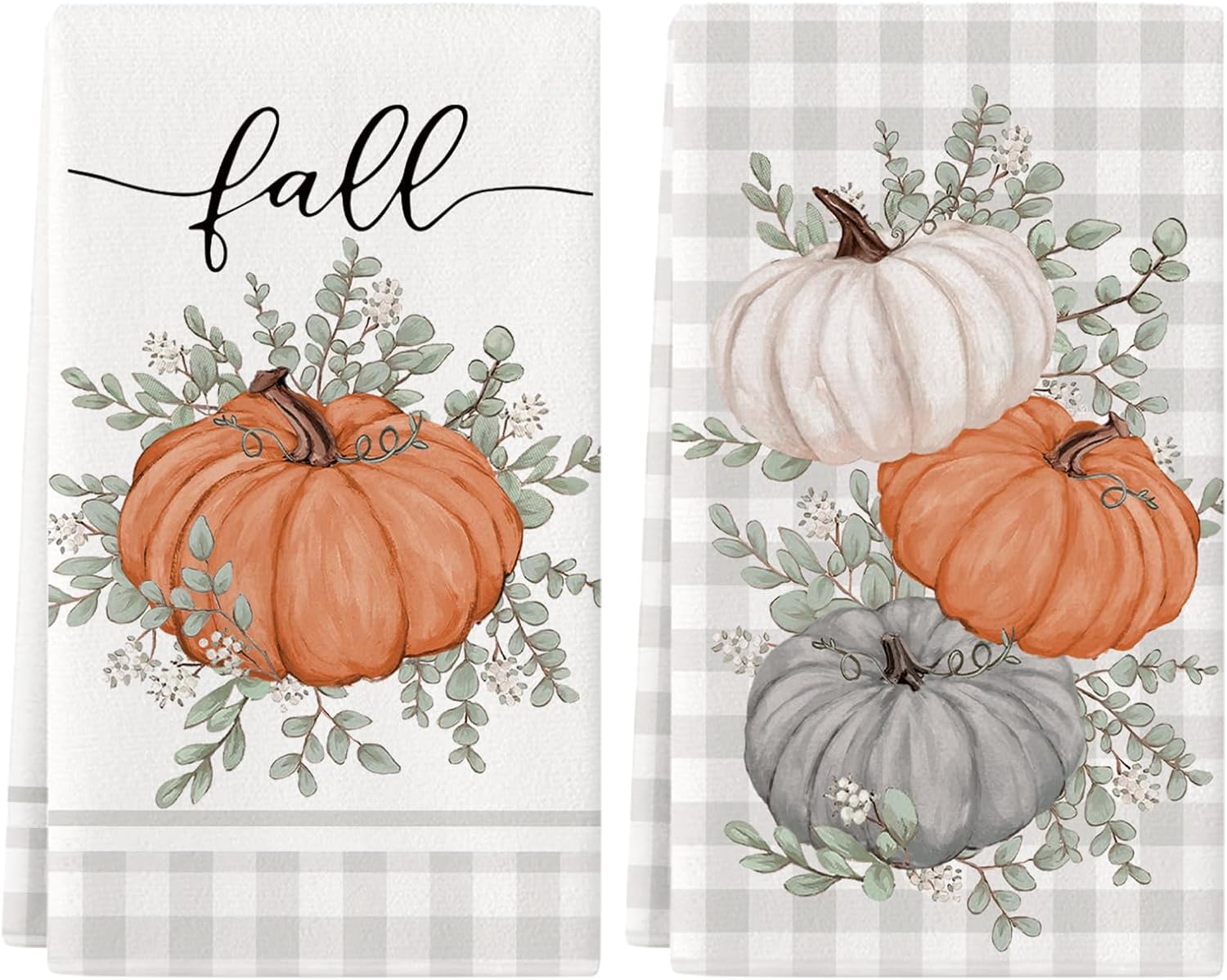 Siilues Fall Kitchen Towels 18 x 26 Inch Set of 2, Fall Dish Towels Pumpkin Decorations for Home Happy Fall Decor Seasonal Thanksgiving Decorations for Home Kitchen Decor Hand Towels