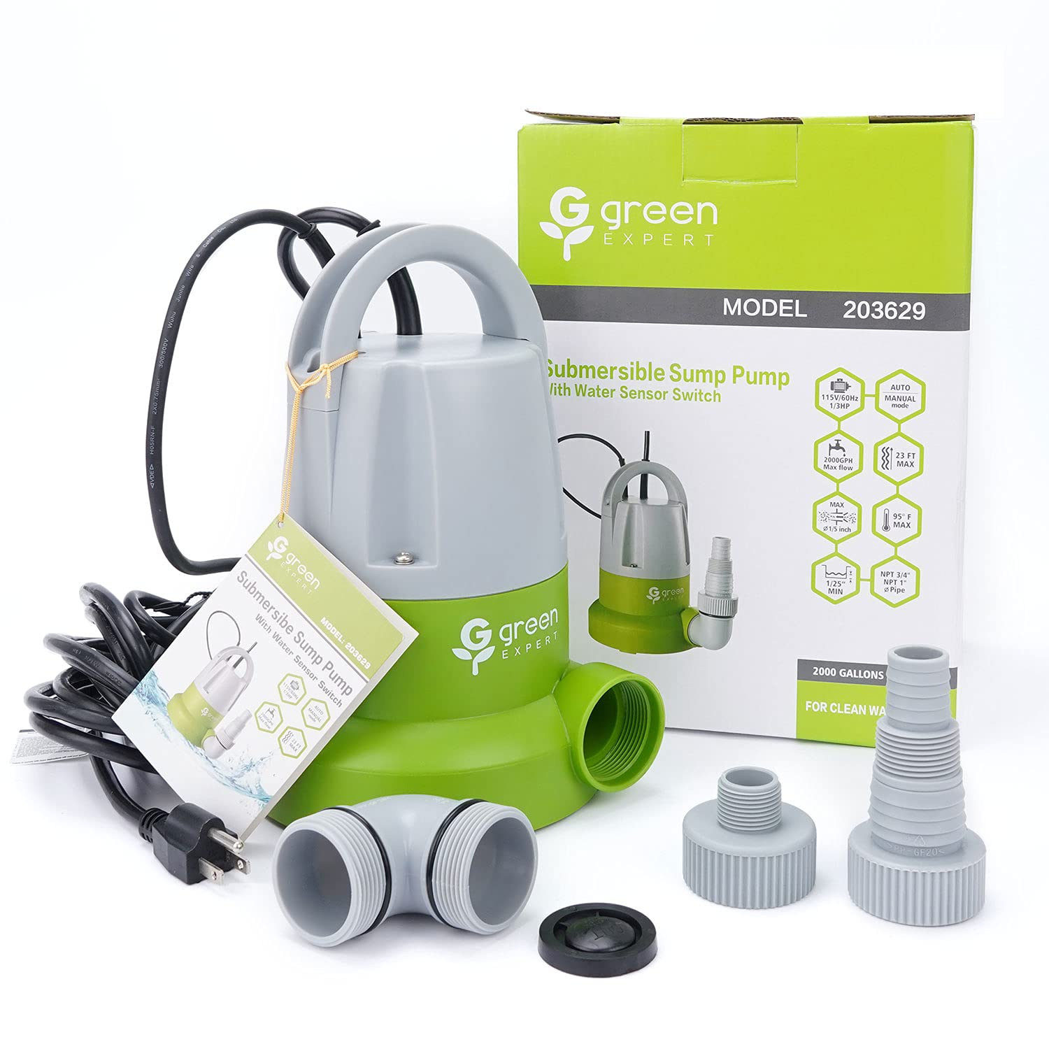 Buy Green Expert 1/3HP Sump Pump Submersible with Unique Flow Sensor