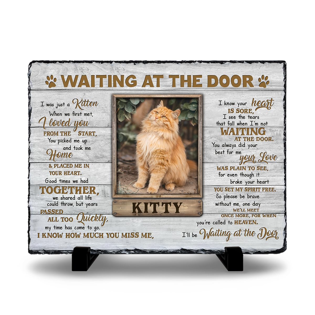 Personalized Cat Memorial Stone, Headstones Gift for Cat Lovers, Loss of Sympathy Gifts with Customizable Photo Prints, Name, Years, Background Color