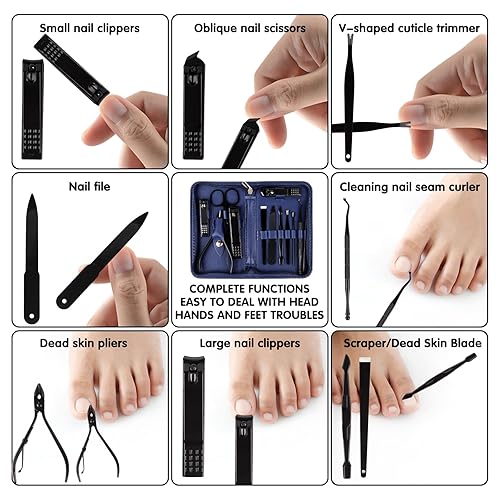 Miniatura 5 de Juego de manicura y pedicura, kit de cortaúñas para uñas de los pies, kit de manicura profesional de pedicura, kit de cuidado de uñas con estuche de