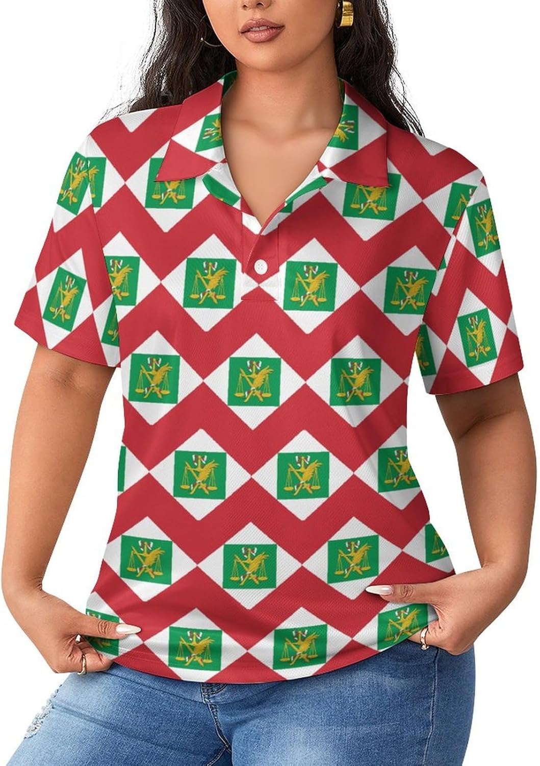 Flag of The Italian Republic Women's Golf Polo Shirts Short Sleeve Quick Dry Tennis Tops Casual Work Blouses