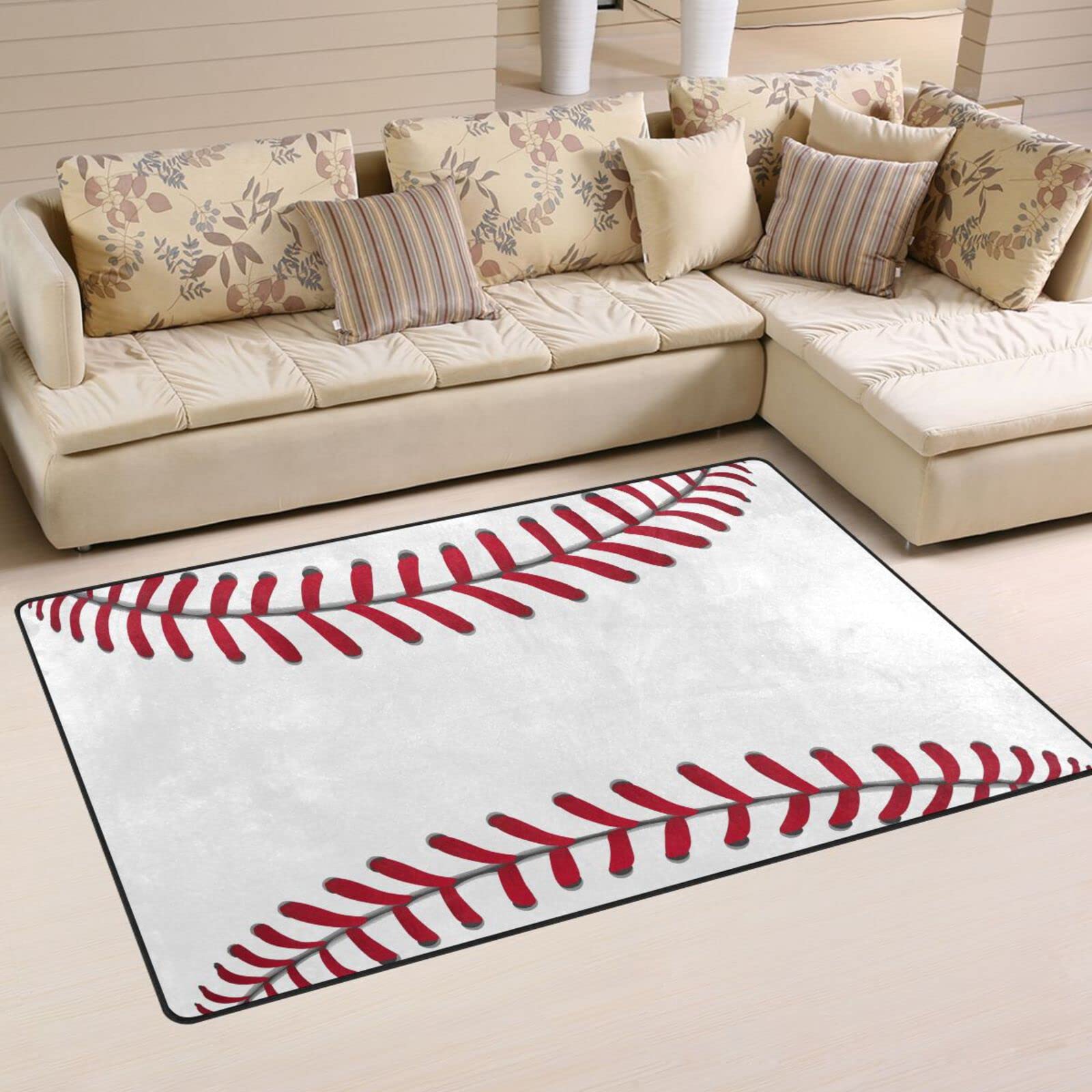 WIHVE Area Rugs for Bedroom Living Room Baseball Sports Ball Decorative Floor Rugs Large Rug 3.2 x 5 Feet