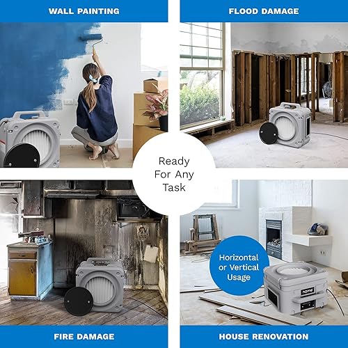 Miniatura 3 de hOmeLabs Depurador de aire portátil con filtración de 3 etapas, máquina de aire negativo apilable para uso industrial y comercial, limpiador de aire