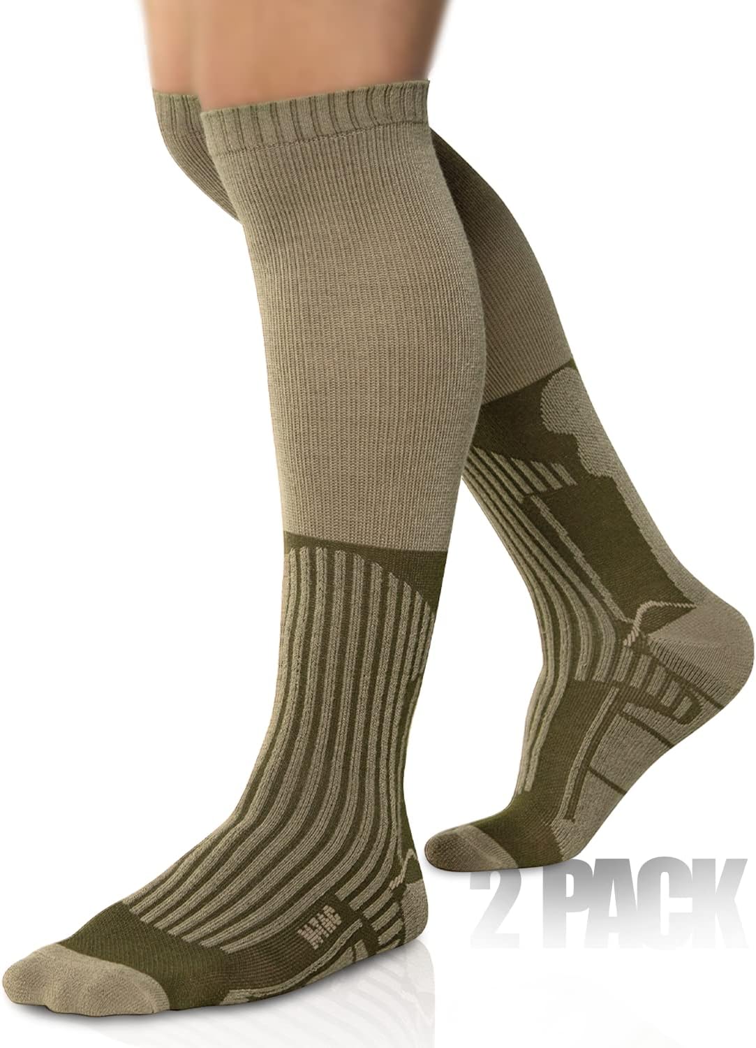 M-Tac Crew Knee High Tactical Socks 2 Pack - Military Lightweight Coolmax Moisture Wicking Army Combat Socks - Image 2