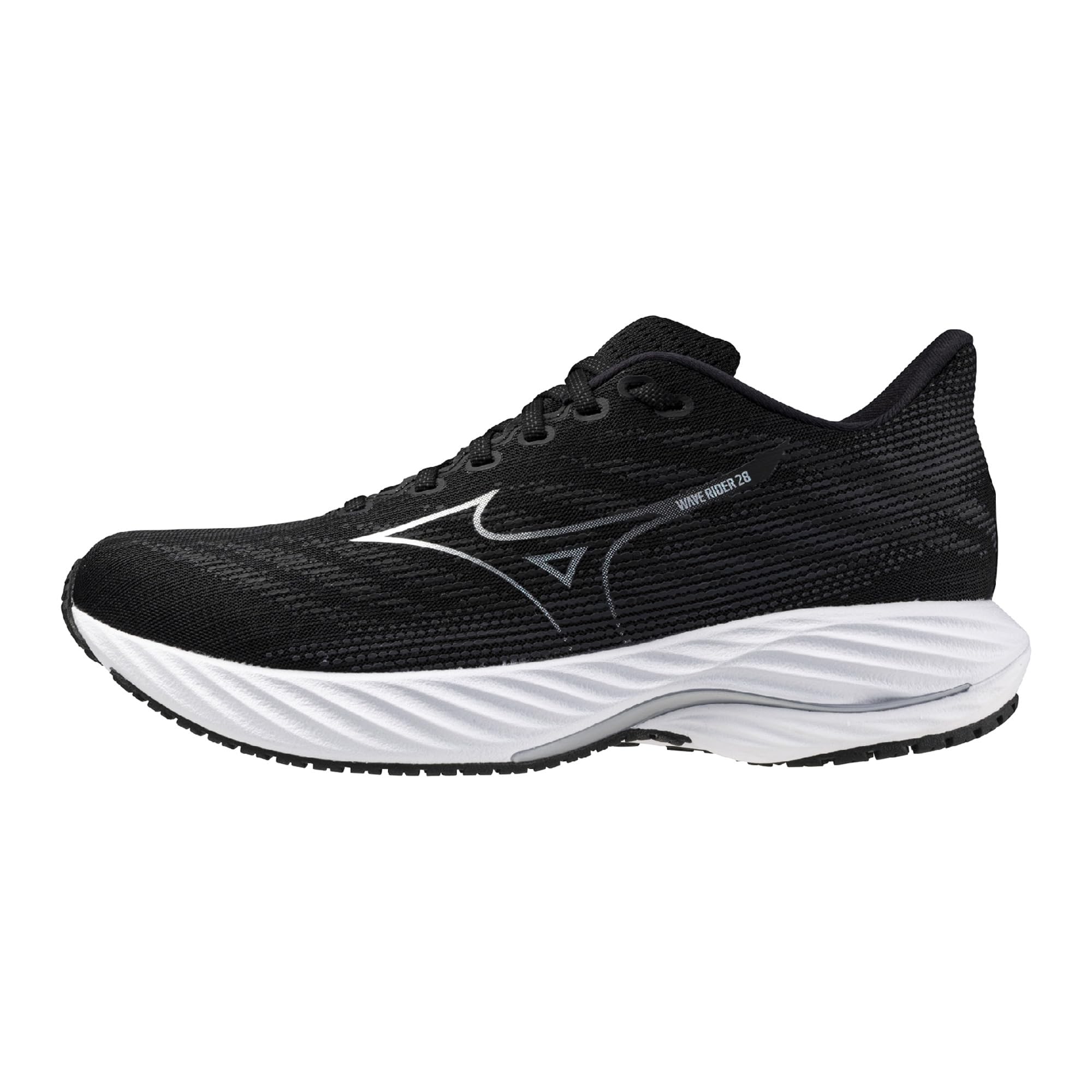 Mizuno Men's Wave Rider 28 Running Shoe, Black-Silver, 11