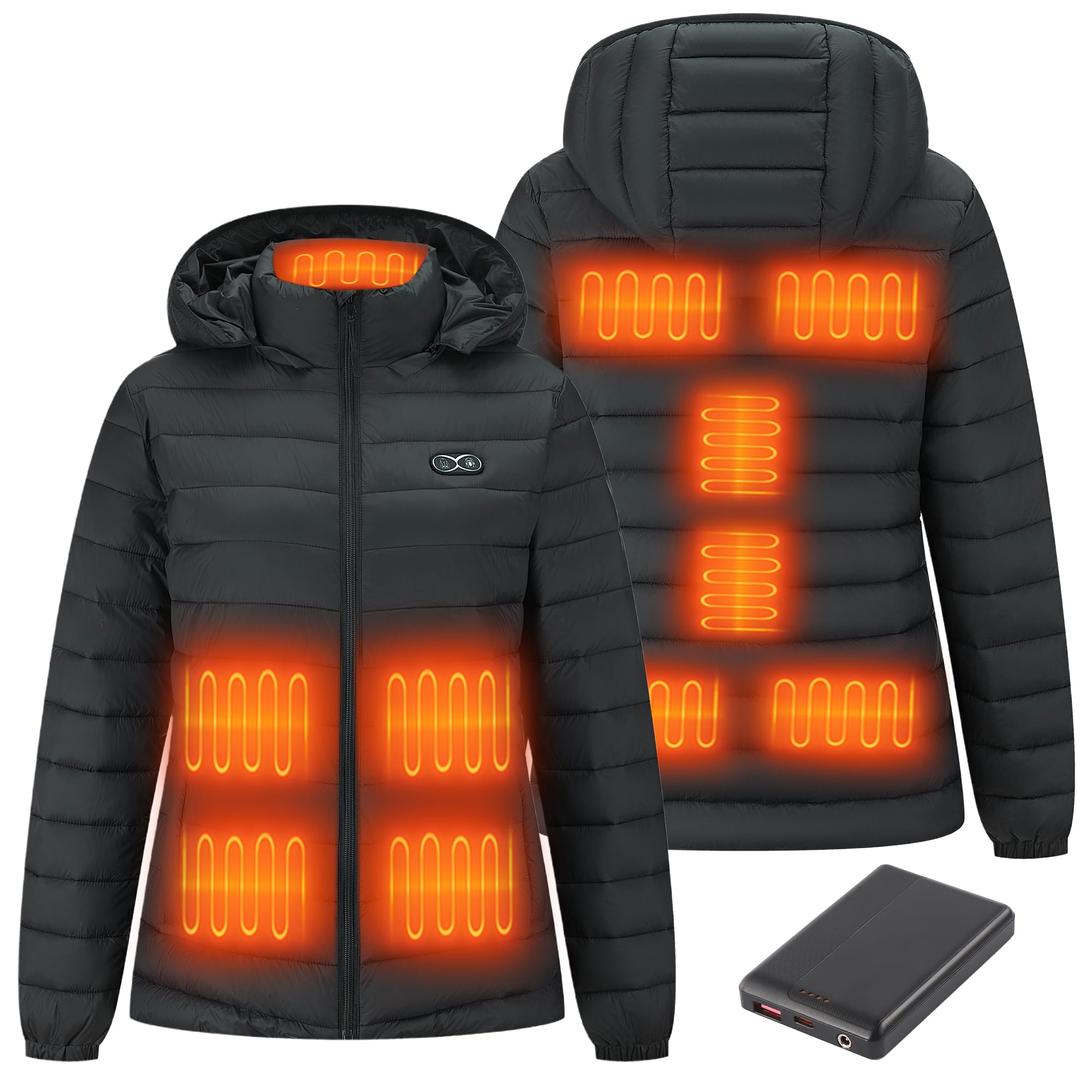 7.4V 10000mah Heated Jacket Womens for Men with 11 Heating Zones, Heated Body warmer with 2 Zone Controls– Warm Gear for Hiking Cold Weather Jobs
