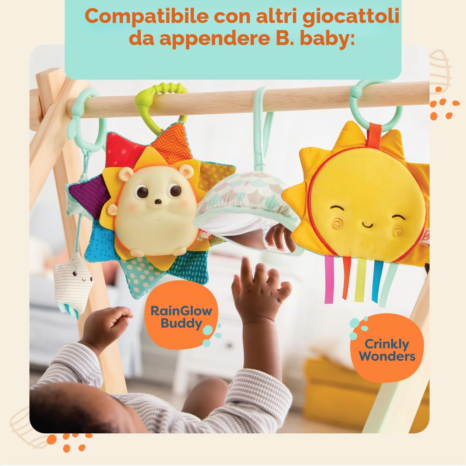 Palestra per Bambini in Legno Cielo Stellato B. Toys con Giocattolo Sensoriale Appeso 0 Mesi+