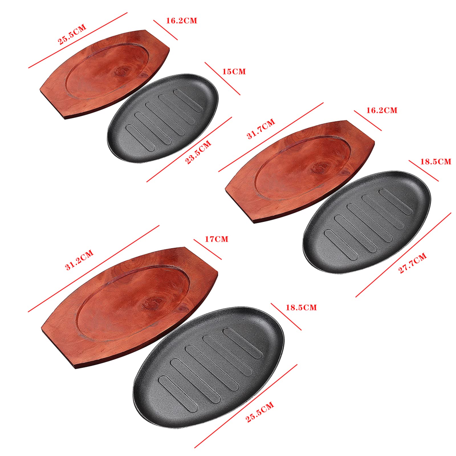 Plaque de Cuisson Ovale en Fonte pour Steak, Idéale pour La Cuisine, Les Restaurants et Les Grillades à Domicile. Disponible en 8, 10 et 12 Pouces, 12 Pouces