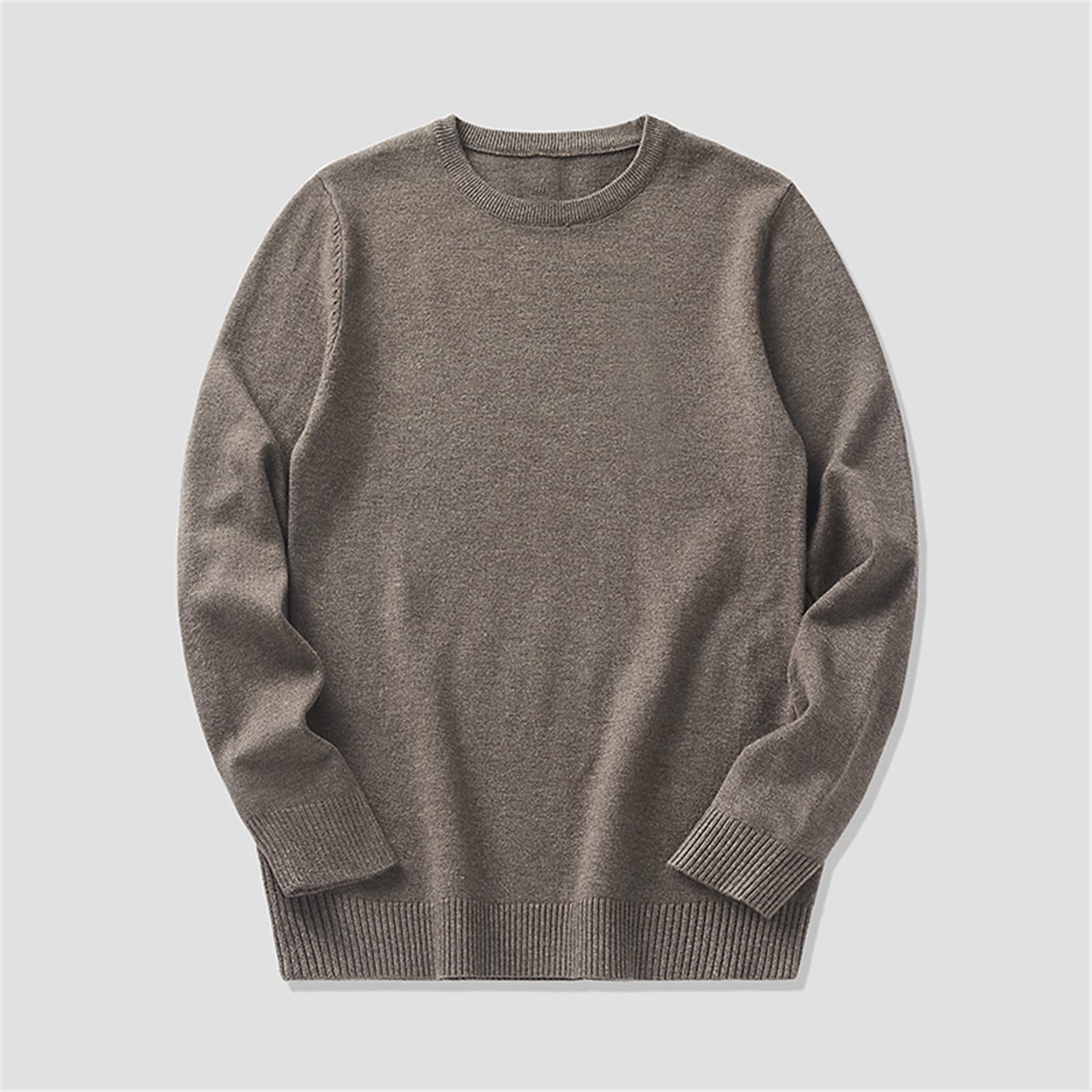 Vogrtcc Suéter de otoño e invierno para hombre, tejido de punto de color sólido para hombre, de manga larga, con cuello en O