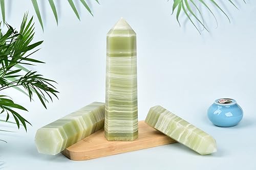 Miniatura 4 de AMOYSTONE 1 varita de jade afganistán de cristal curativo, columna hexagonal media, varita de cristal natural, pulida, 6 puntos, torre de jade