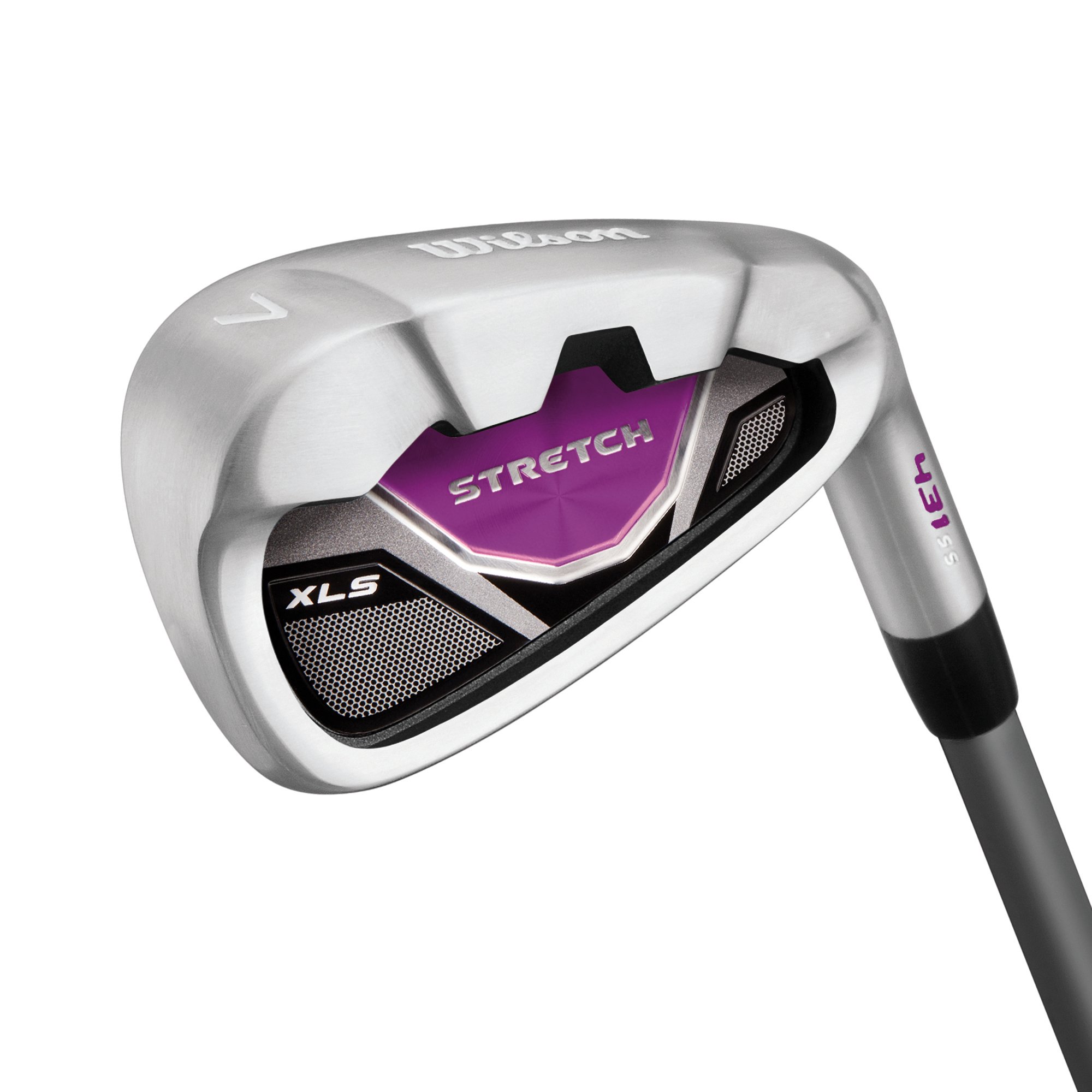 Wilson Set Completo per Principianti, 9 Mazze da Golf più Lunghe (1 Pollice in più) e Sacca con Carrello, Donne (Mano Destra) Stretch XL, Bianco/Grigio/Viola, WGG157555
