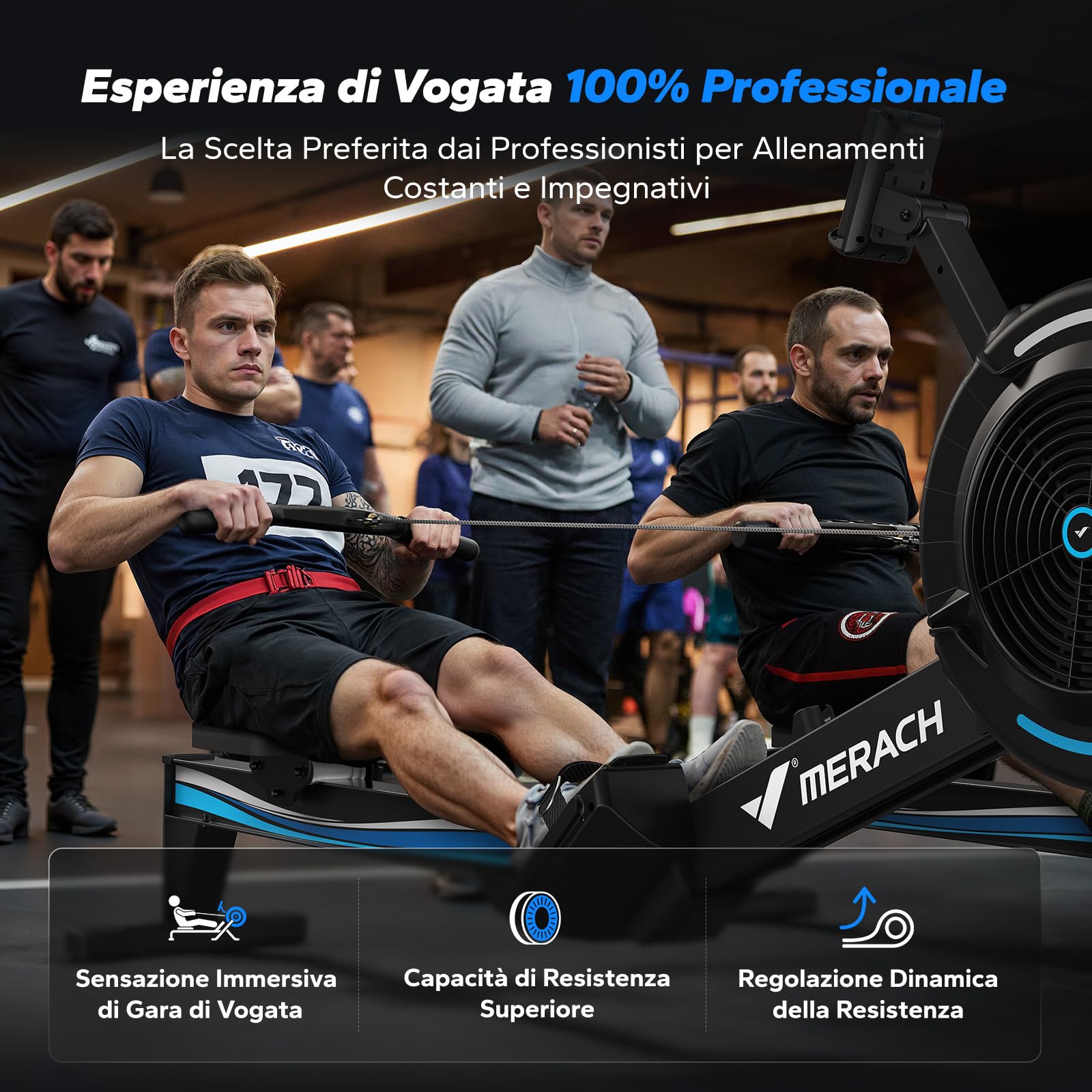 MERACH Vogatore per Casa, Vogatore ad Aria Professionale con App Esclusive, Unità di Canottaggio Interna, Sedili Comodi Ergonomici, 10 Resistenza Regolabile