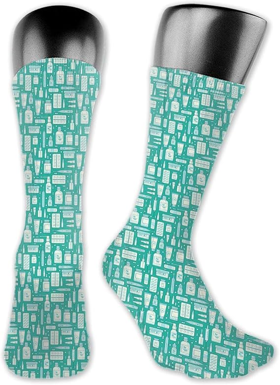 Socks Compression Medium Calf Crew Sock,Pharmacy Themed Pattern With