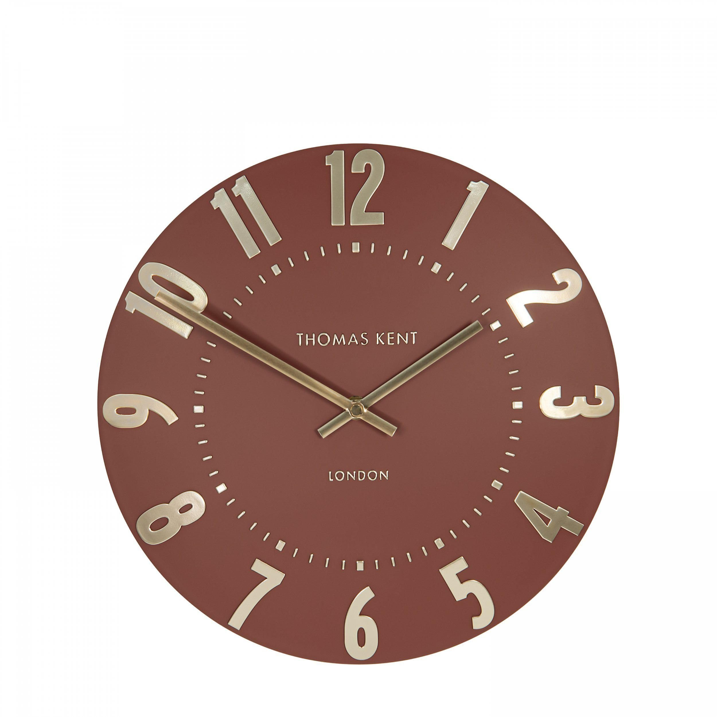 Thomas Kent Auburn 12" Mulberry Wall Clock with Quartz Movement & Embossed Foiled Metallic Numerals