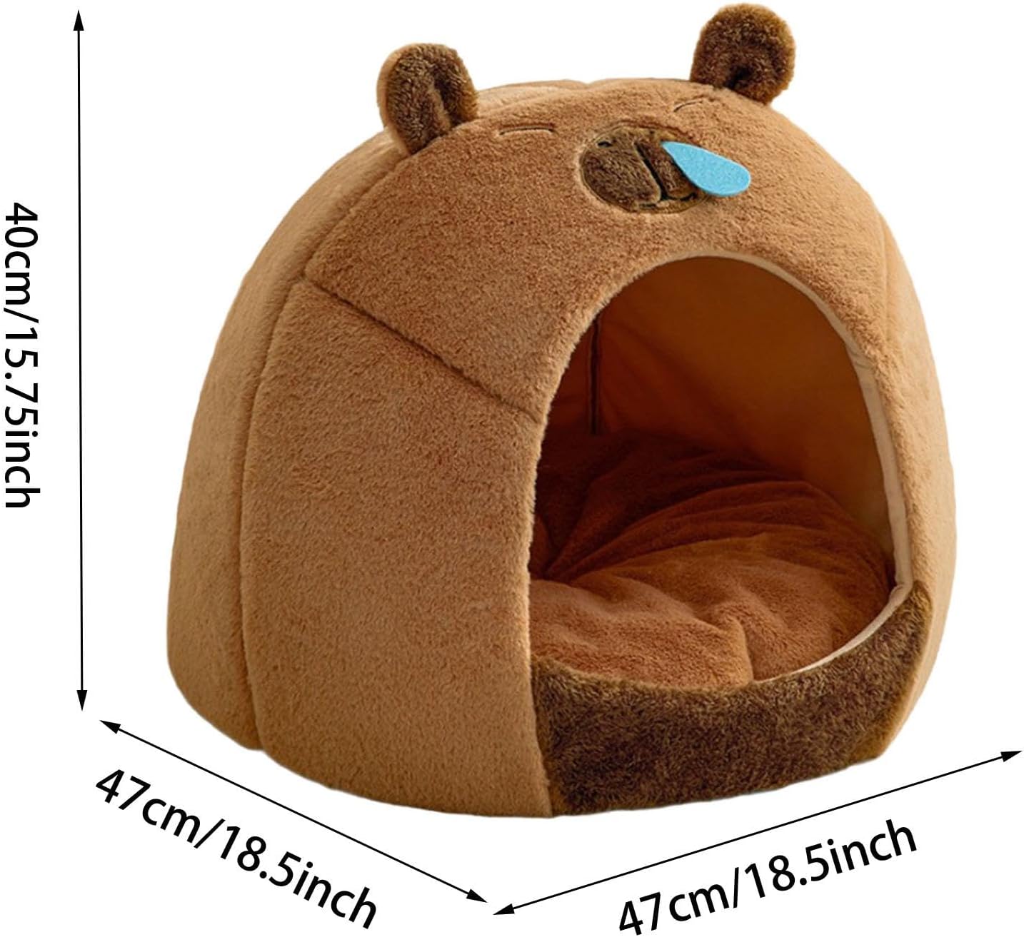 Semi Closed Cat Nest Dog House Kapibala Shape Antislip Bottom Kennel Portable Pet Supplies Comfortable Dog Cat Bed Pets Cave, L