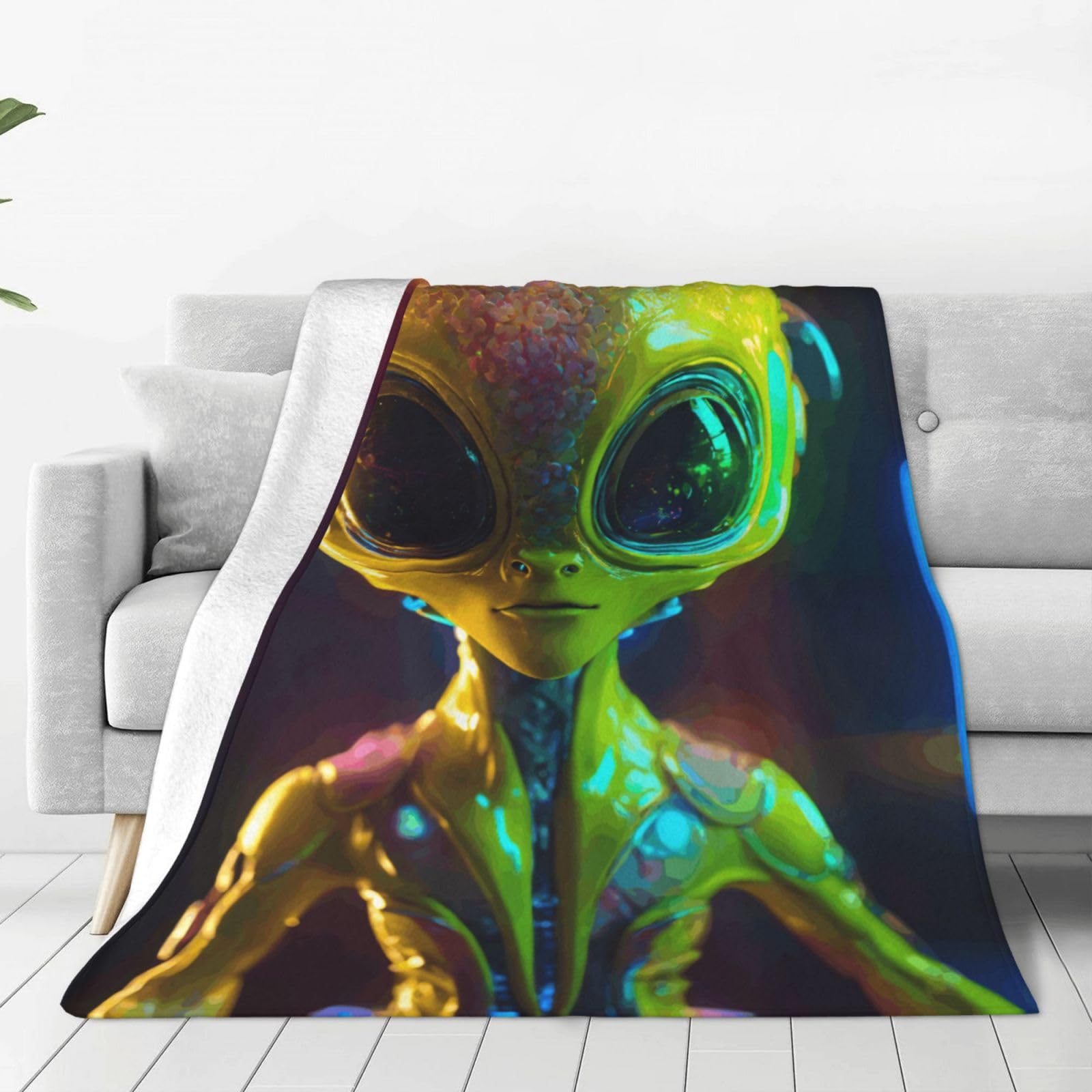 Couverture polaire chaude et thermorégulatrice en flanelle imprimée Alien