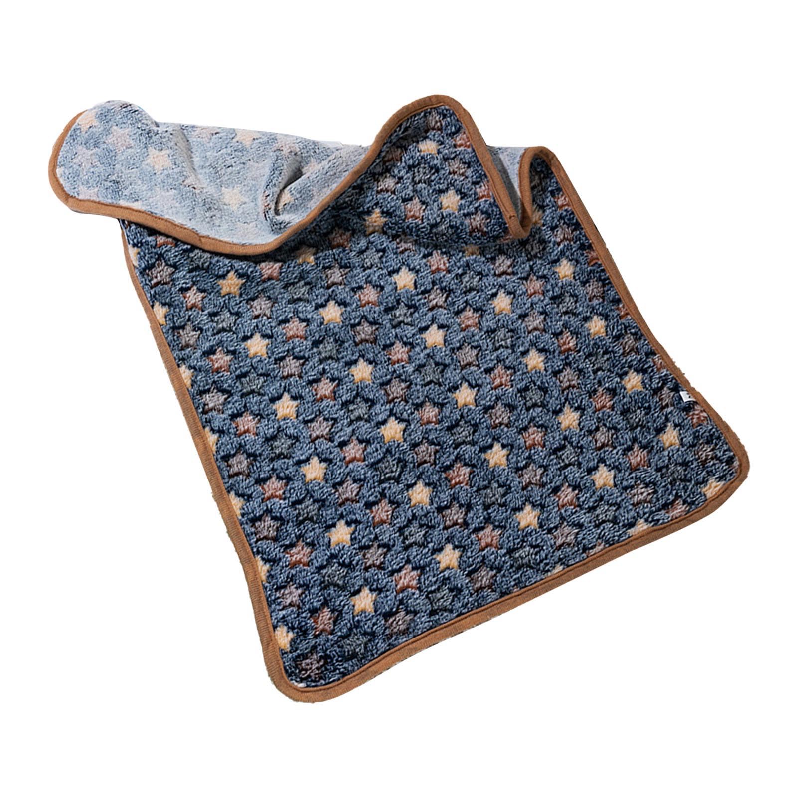 Muiltvoe Warm Pet Blanket, Cozy Milk Fleece Inner Liner Rainproof Backing Blue Star Pattern, with Design, for Dogs Cats Puppies Kennels Cars Fall Winter (L)