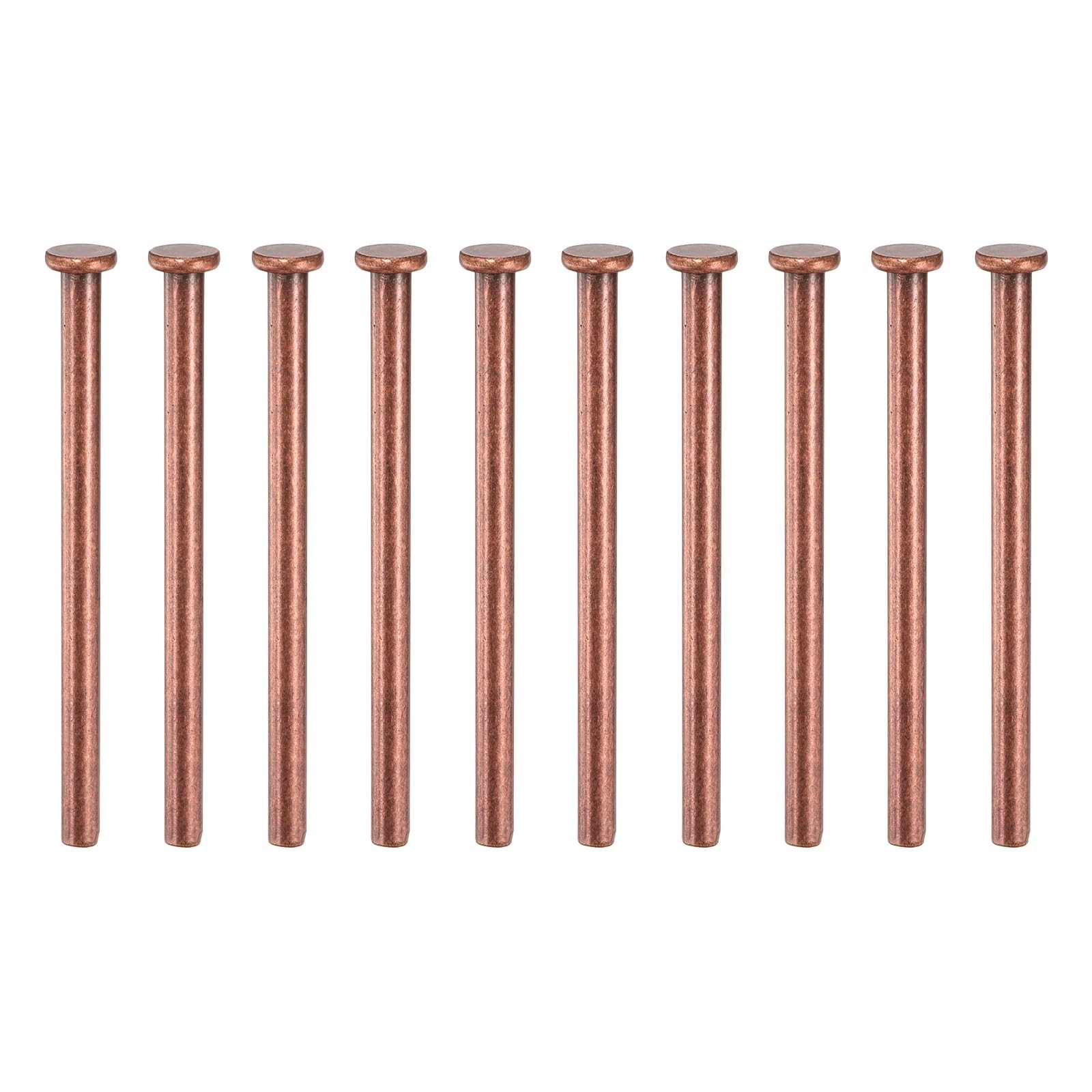 sourcing map 10Pcs Door Hinge Pins, 3.5 Inch Removable Interior Door Security Hinges Pin Screws Replacement Closing Pins Closer for Repair Residential Wood Door Parts, Red Bronze