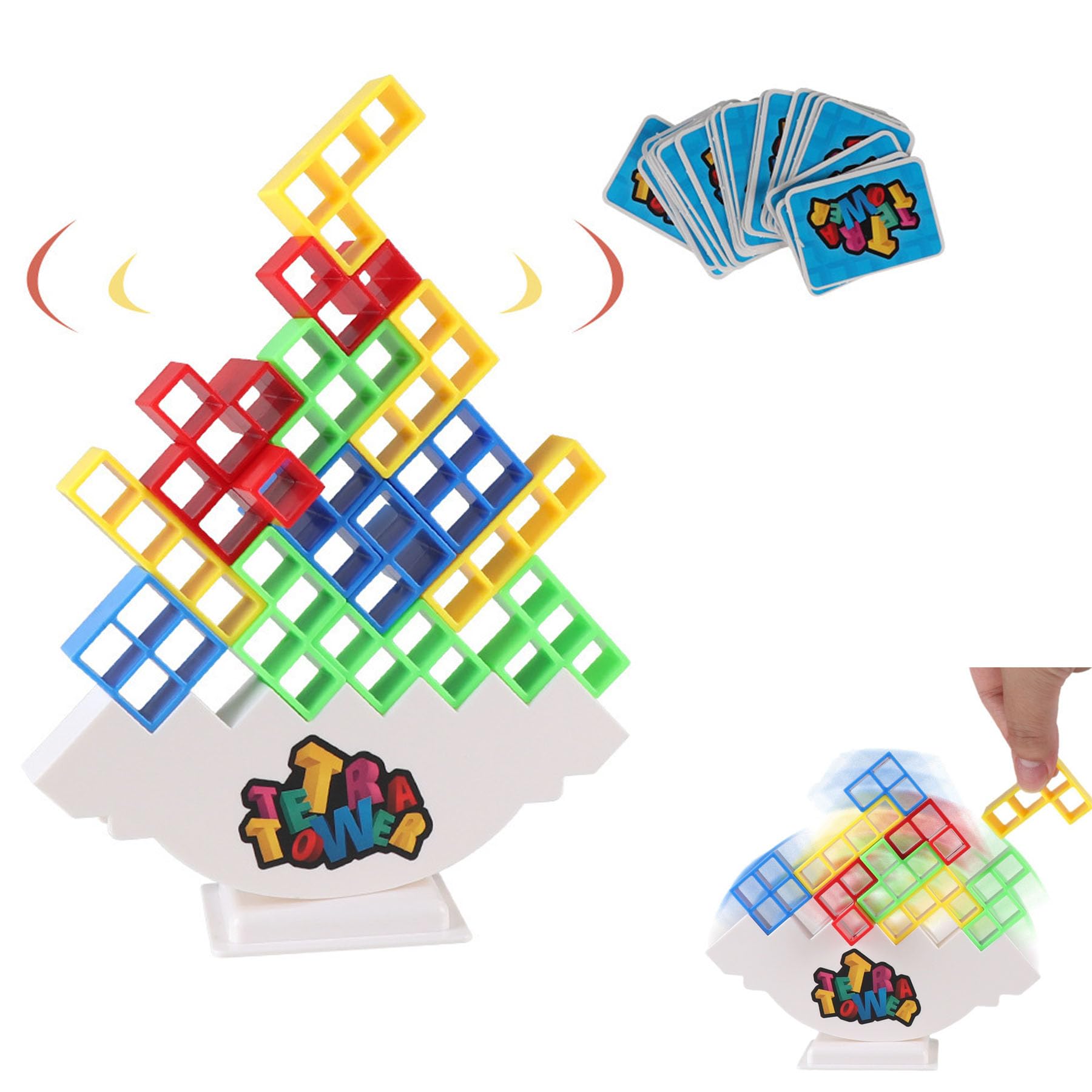 BAIYSFFG 64 PCS Balance and Play Tetra Tower Stacking Blocks Game, Fun and Educational Entertainment for Kids, Board Games for Family, Parties, Travel Building Blocks