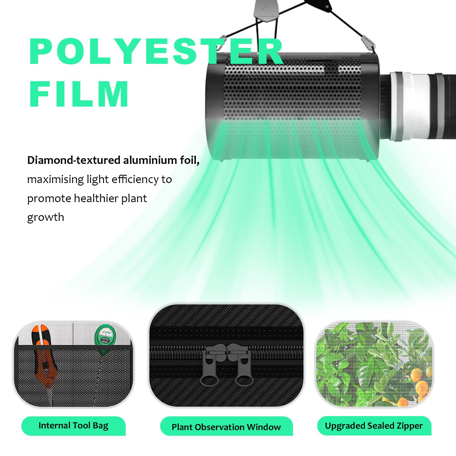 Kit completo de tienda de cultivo para interiores con doble puerta de visualización y tela altamente reflectante