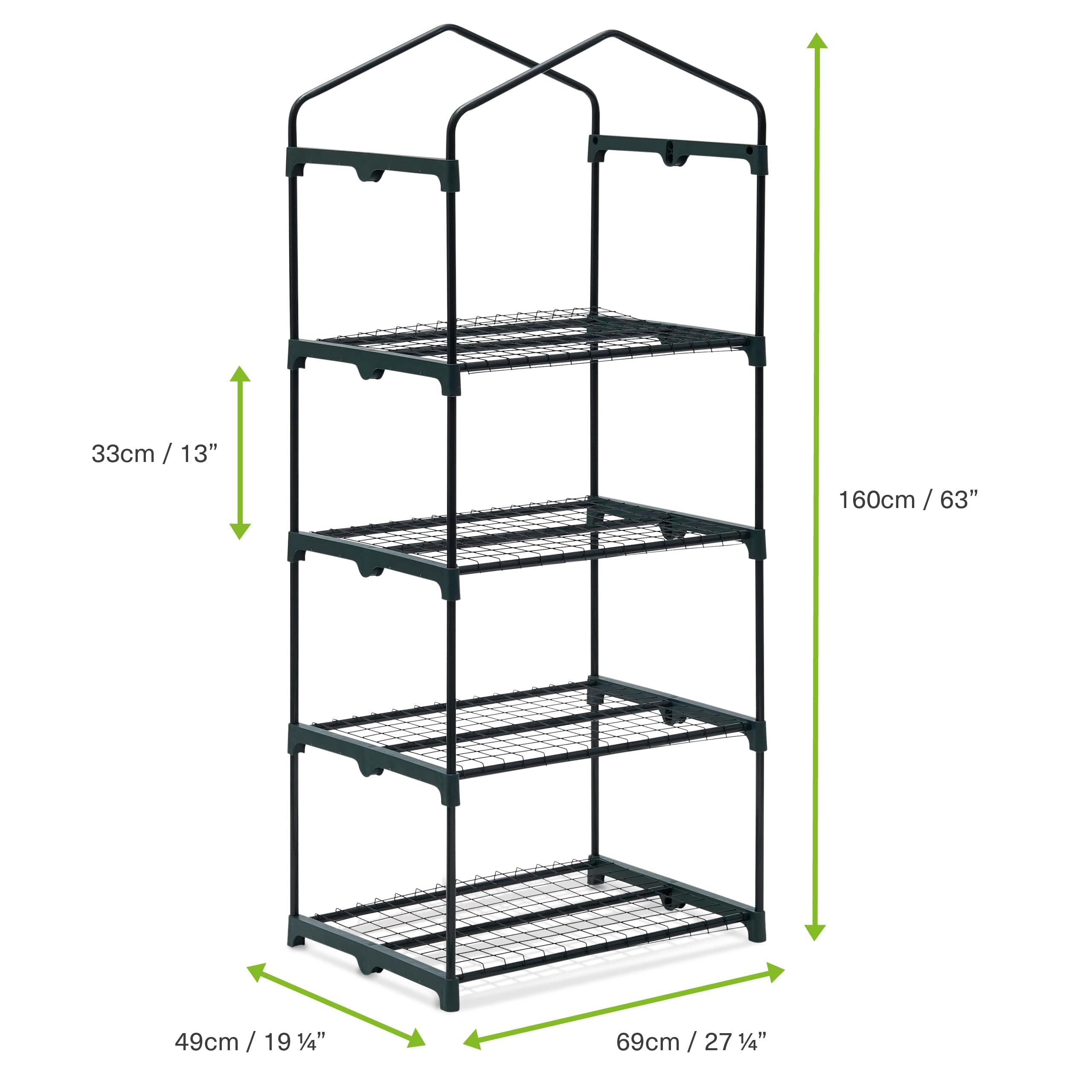 Bramble - Premium Garten Foliengewächshaus für Balkon & Terrasse mit 4 Etagen, Stahlrahmen & Verstärkter PVC-Abdeckung - Stabil & Einfach zu Montieren - 160x69x49cm