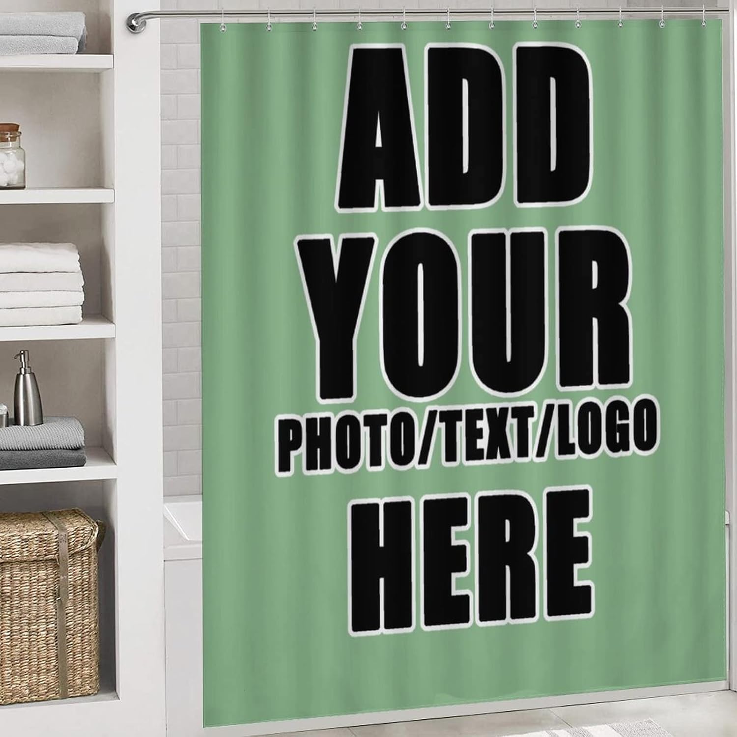 NALAHOME Customize Bathroom Sets with Shower Curtain and Rugs Add Your Photo Text Logo Included Waterproof Fabric Bath Curtain 1 Bath Mat 1 Contour Mat 1 Toilet Lid Cover Style11