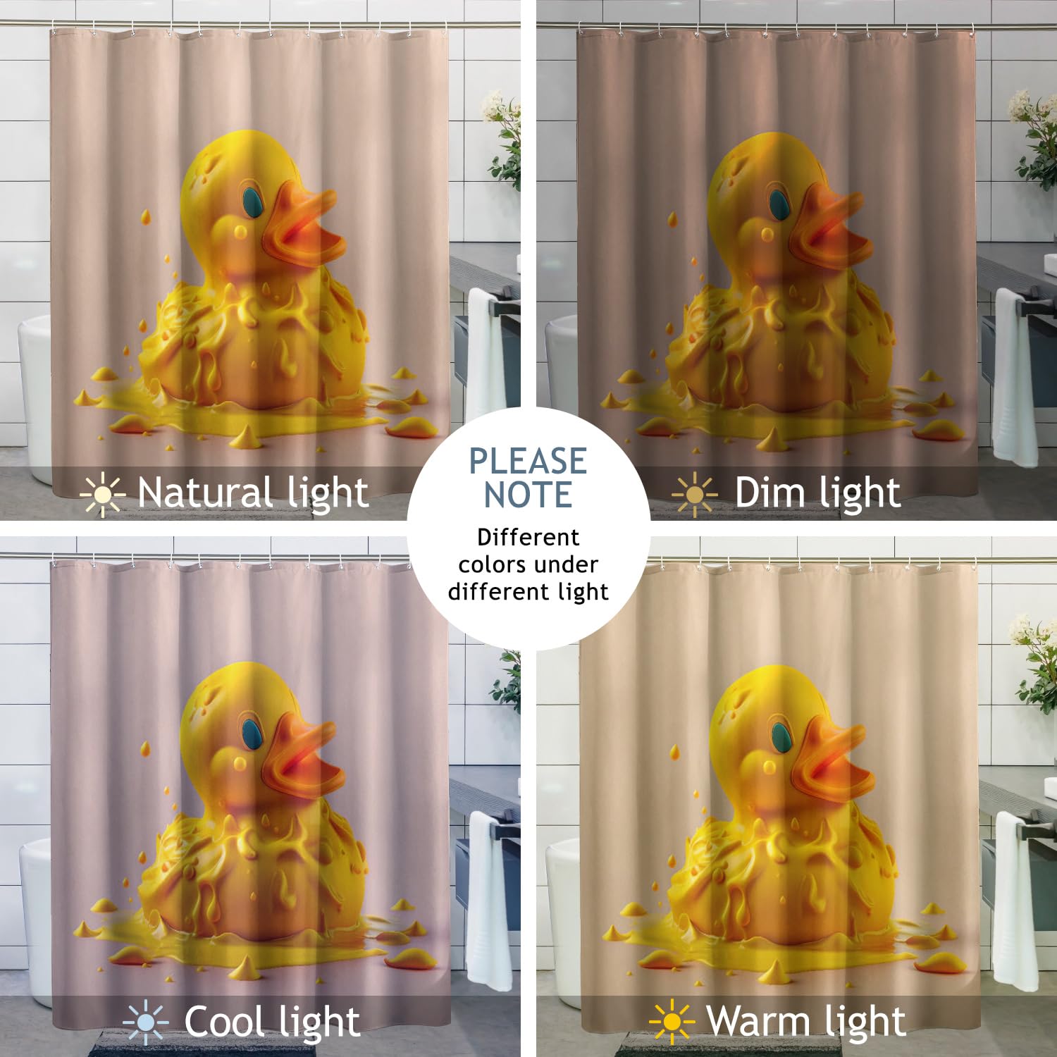 BOYOUTH Duck Pattern Digital Print Shower Curtain – Waterproof Polyester, 70x70 Inches, Comes With 12 Hooks