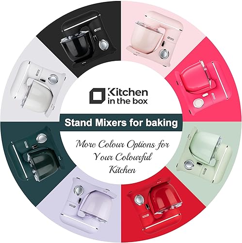 Miniatura 7 de Kitchen in the box Batidora de pie, 5QT+4.5QT, mezclador eléctrico de alimentos con dos tazones, 10 velocidades 3 en 1 para uso diario con batidor