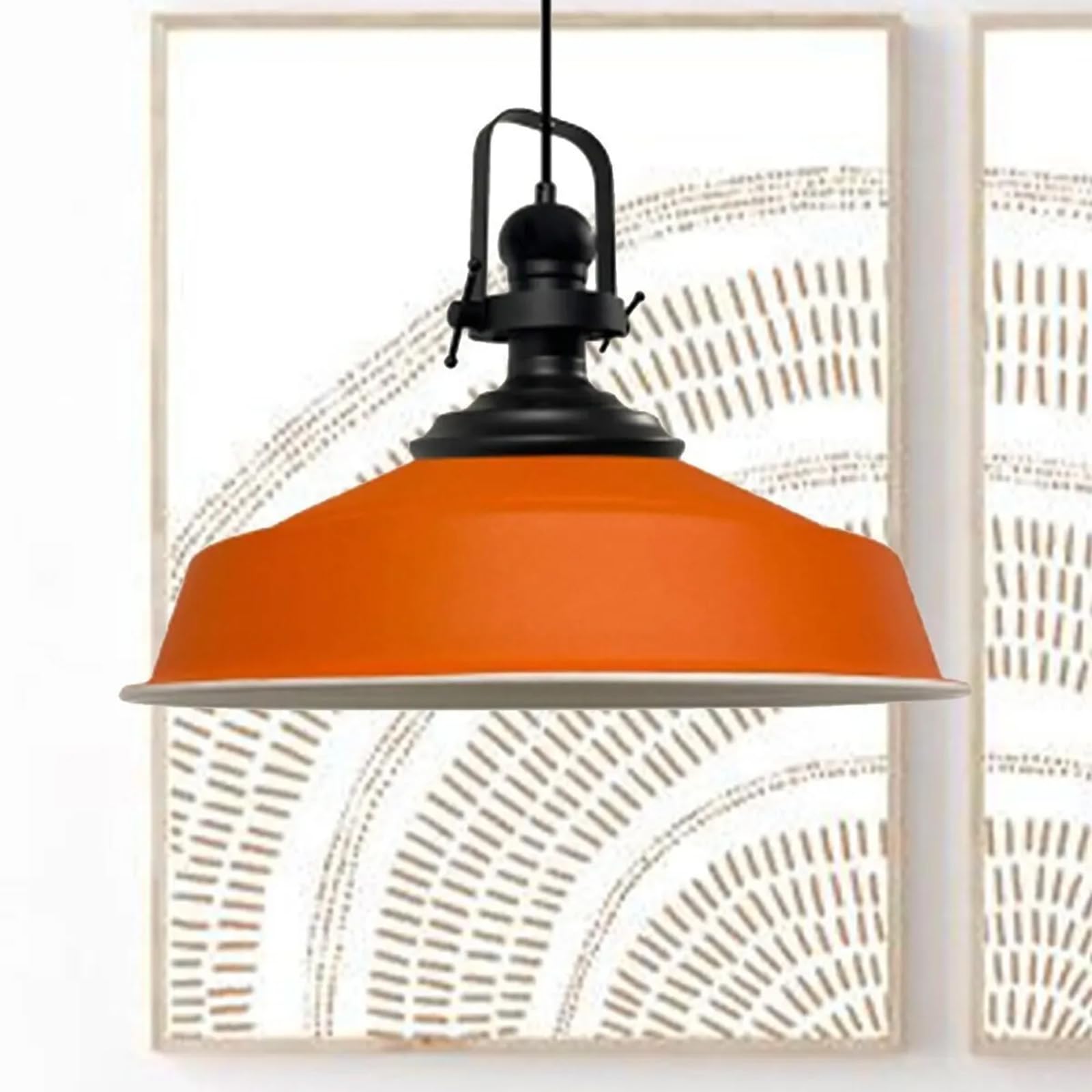 bamyum Asletl Pendelleuchte Orange Metall Ø40 cm, Küchenlampe Hangend, Hängelampe Esstisch Vintage E27, Wohnzimmerlampe Industrial