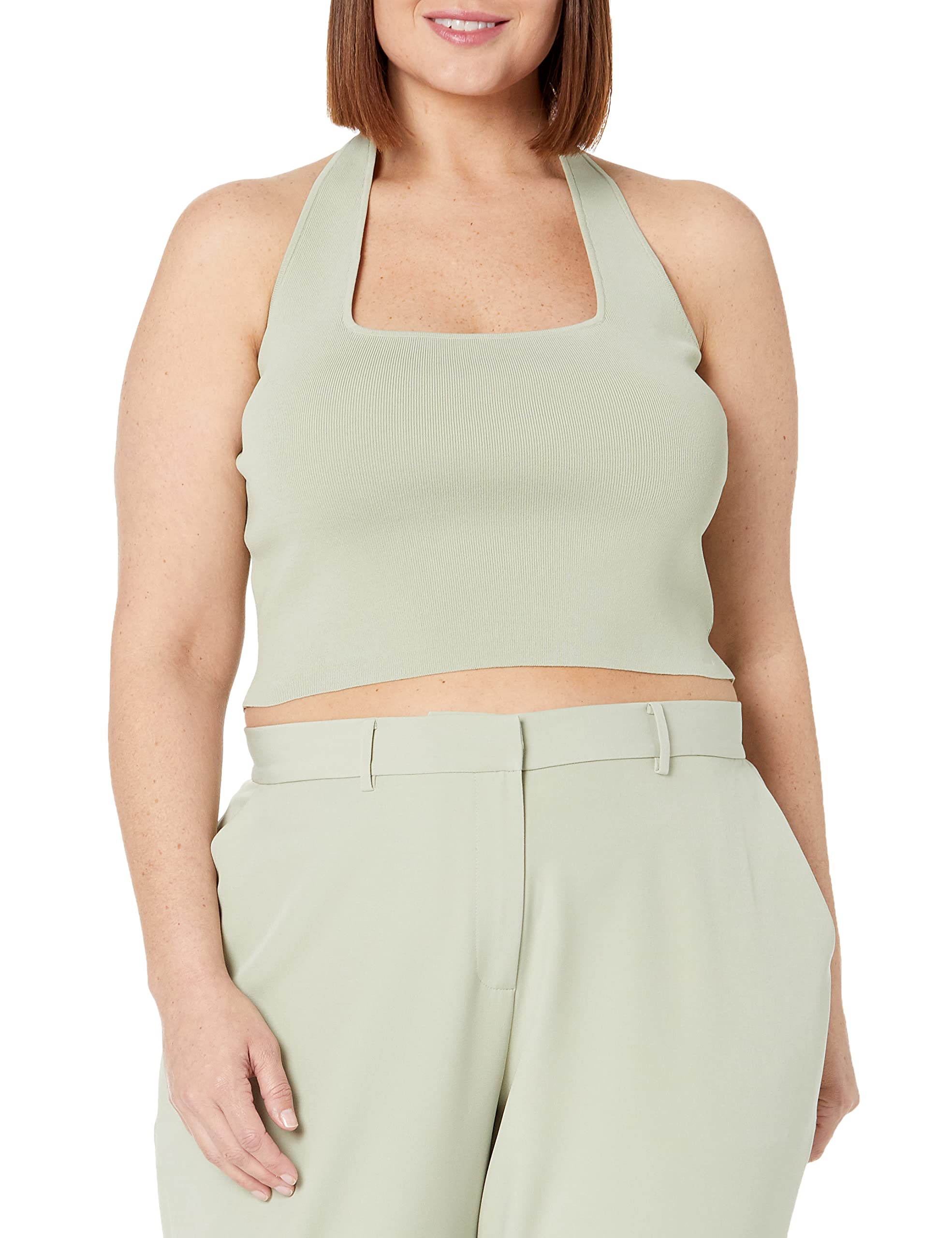 The Drop Women's Greta Fitted Square-Neck Halter Sweater Bralette